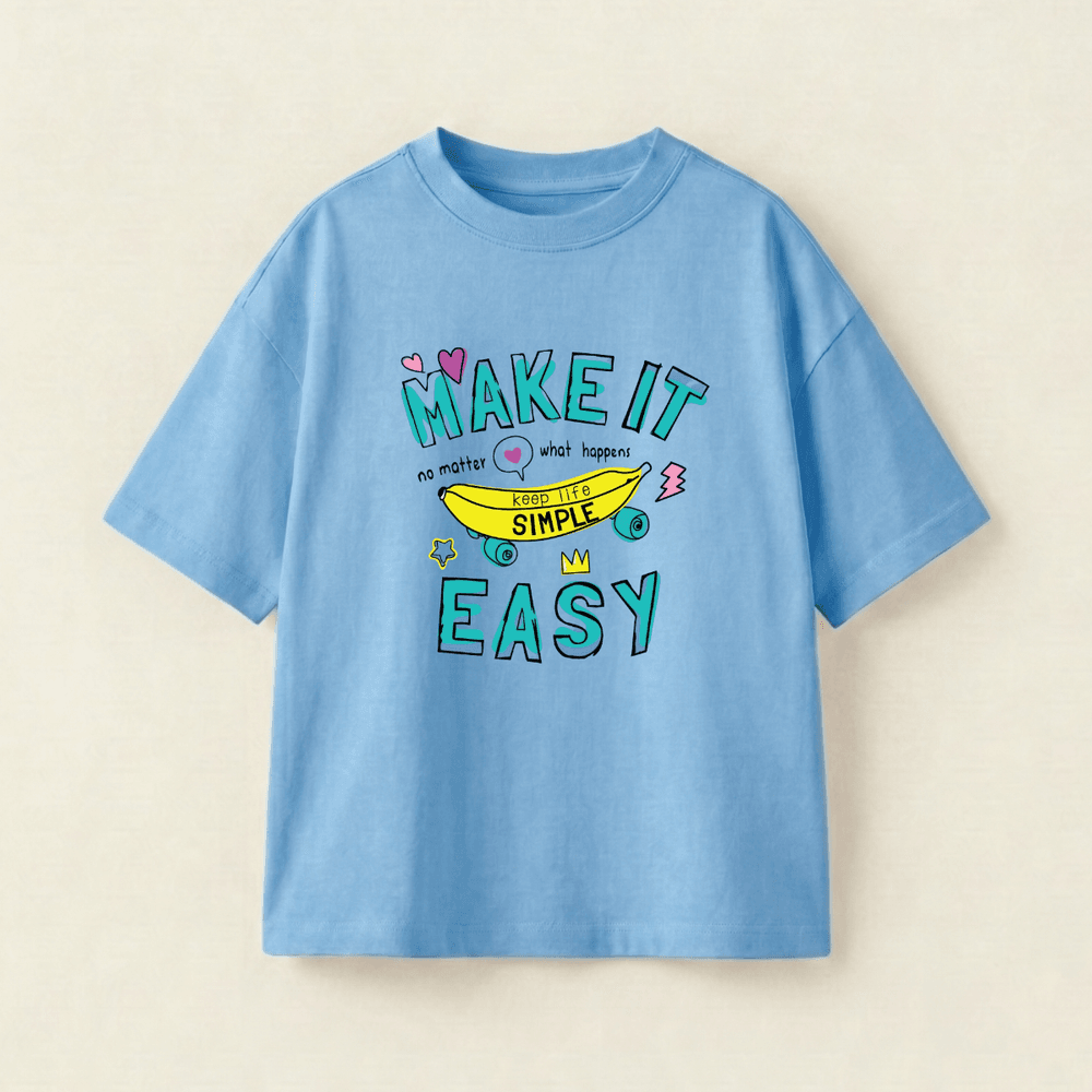 Make It Easy Oversized Heavyweight Tee - Sky Blue - XL