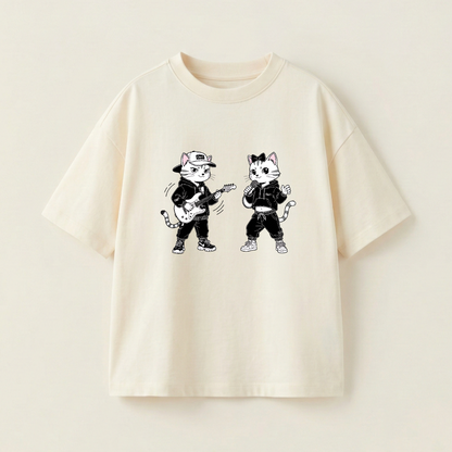 Yellow Cat And White Cat Oversized Heavyweight Tee - Premium PET Print Mockup