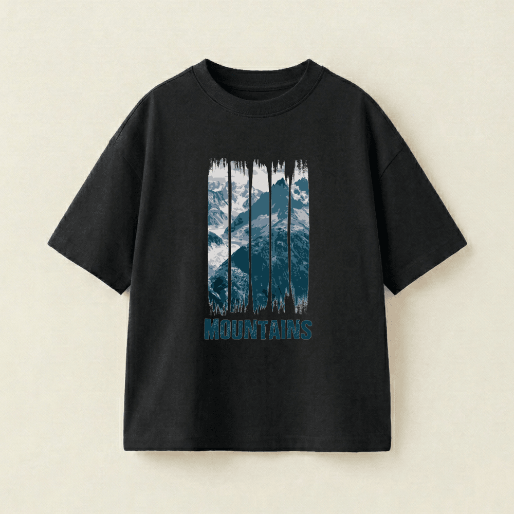 Mountains Oversized Heavyweight Tee - Black - XL