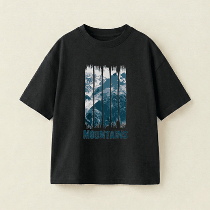 Mountains Oversized Heavyweight Tee - Black - XL