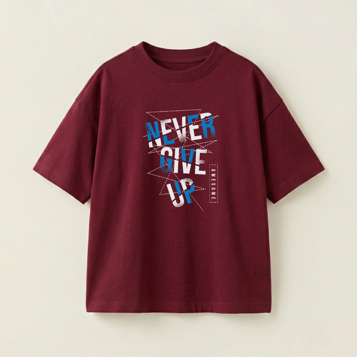 NEVER GIVE UP - Oversize 250 GSM on the front (JE4825)