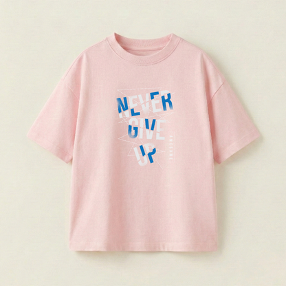 Never Give Up Oversized Heavyweight Tee - Strawberry Pink - L