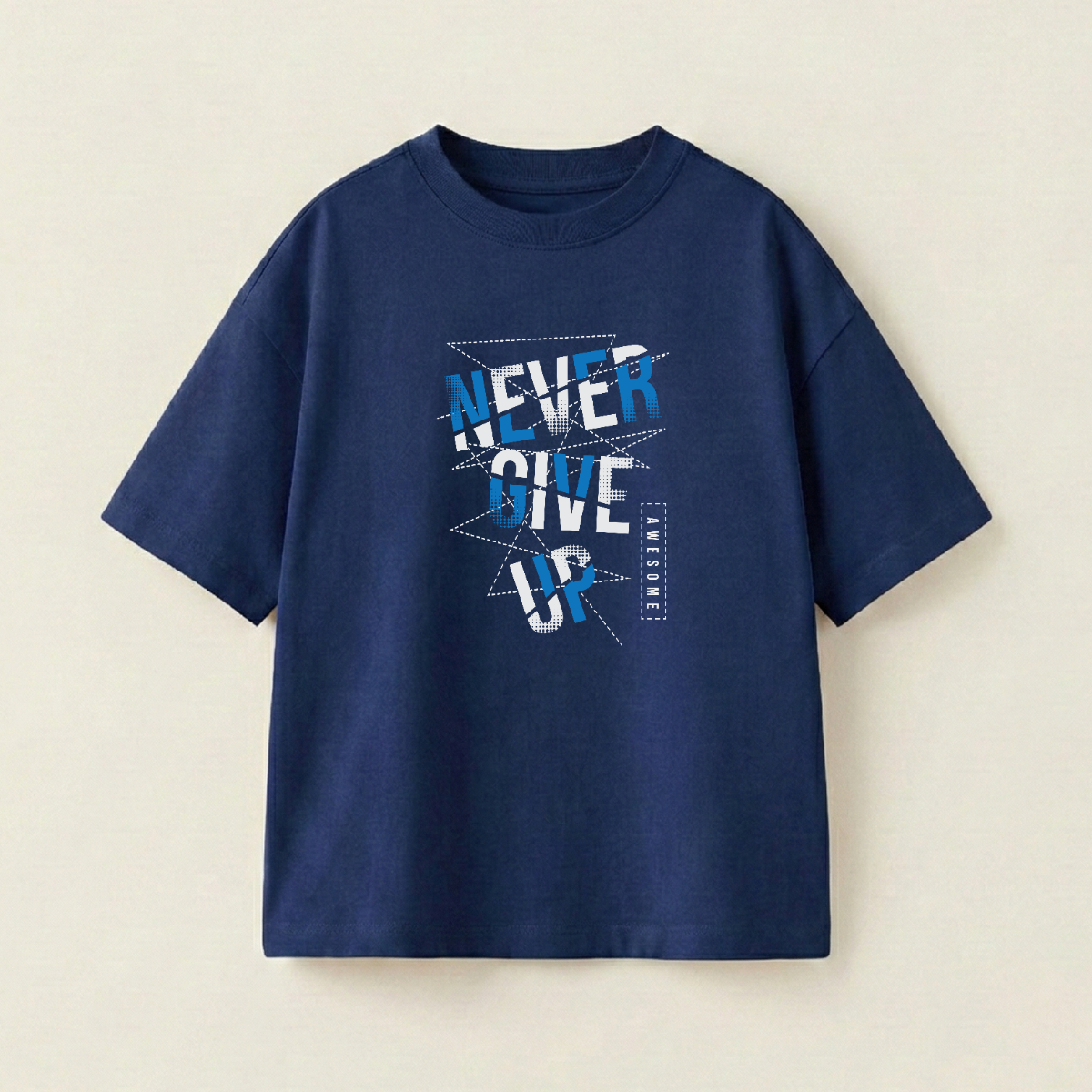 Never Give Up Oversized Heavyweight Tee - Navy - S