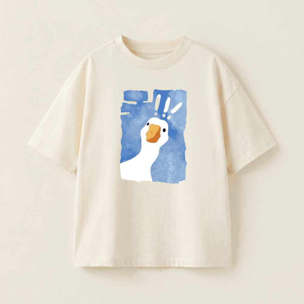 Surprise Goose Oversized Heavyweight Tee - Cream - L