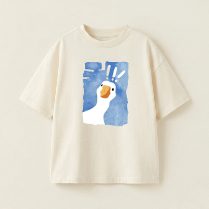 Surprise Goose Oversized Heavyweight Tee - Cream - L