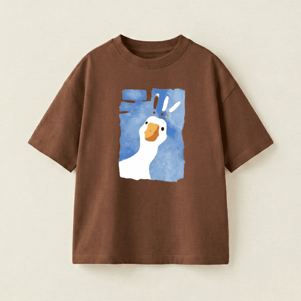 Surprise Goose Oversized Heavyweight Tee - Brown - XL