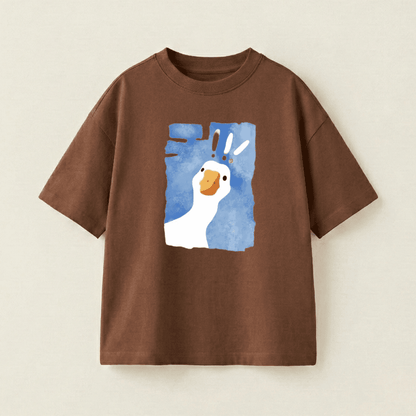 Surprise Goose Oversized Heavyweight Tee - Brown - S