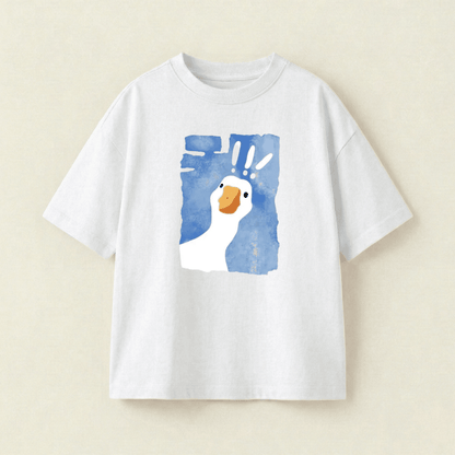 Surprise Goose Oversized Heavyweight Tee - White - M
