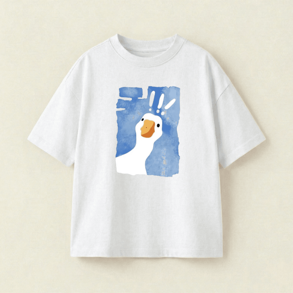 Surprise Goose Oversized Heavyweight Tee - White - XXL