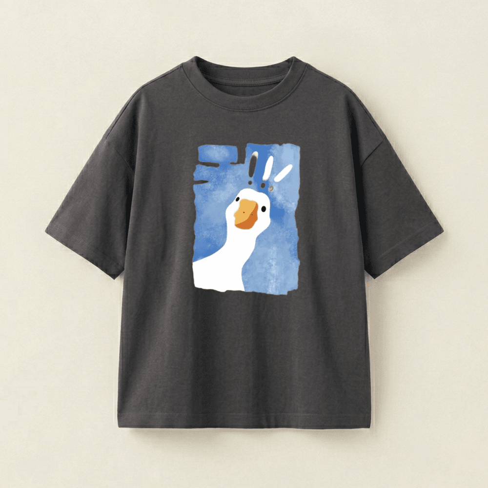 Surprise Goose Oversized Heavyweight Tee - Charcoal Grey - S
