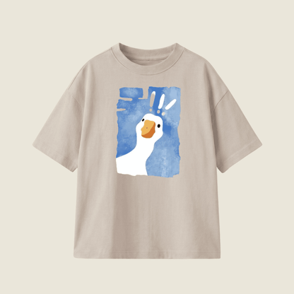 Surprise Goose Oversized Heavyweight Tee - Smoke Grey - L