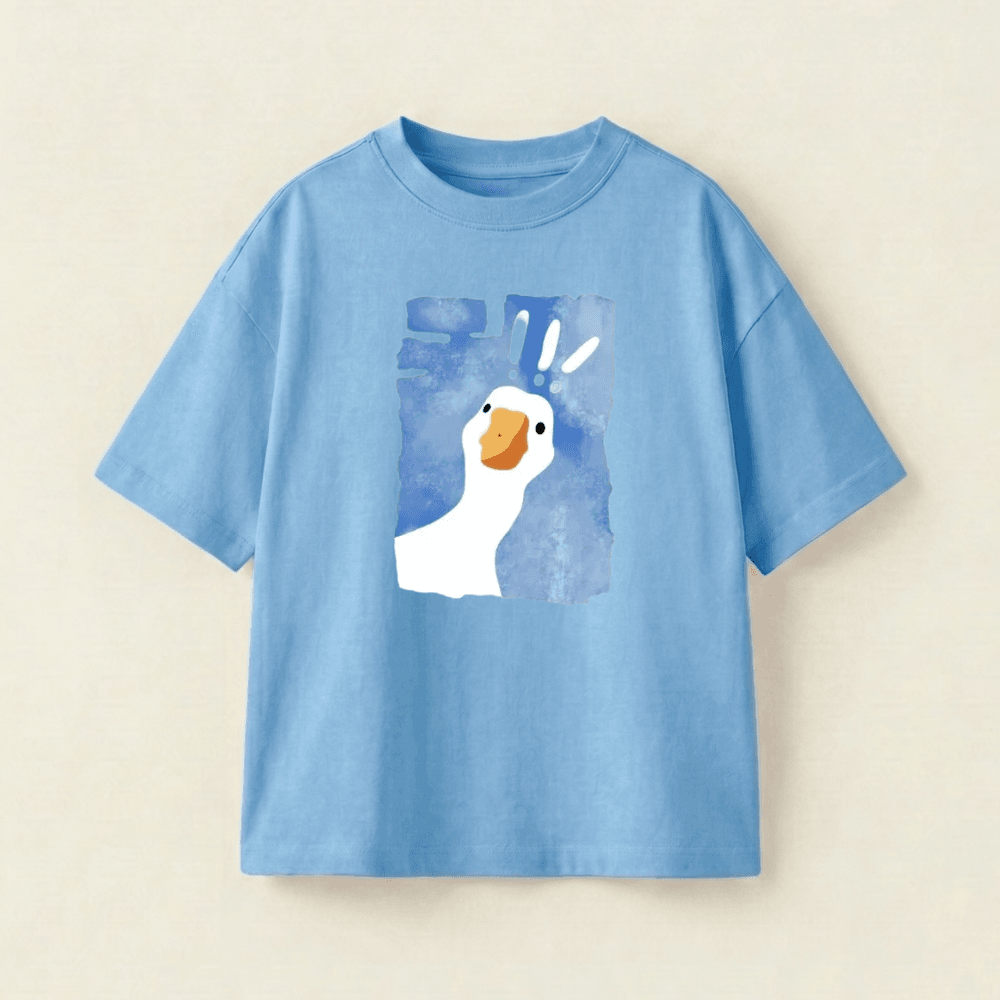 Surprise Goose Oversized Heavyweight Tee - Sky Blue - S
