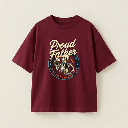 Proud Father Oversized Heavyweight Tee - Burgundy - S