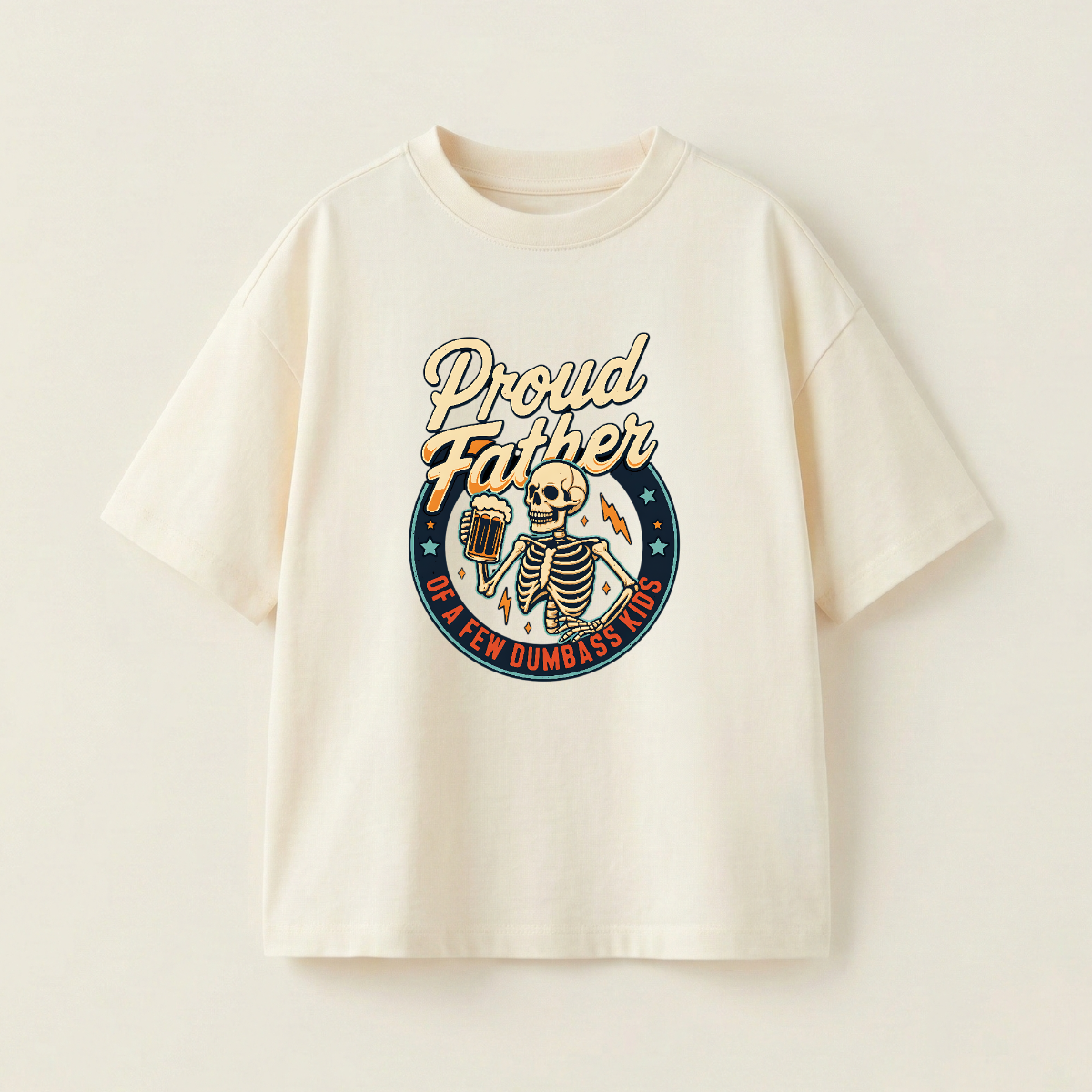 Proud Father Oversized Heavyweight Tee - Cream - XL