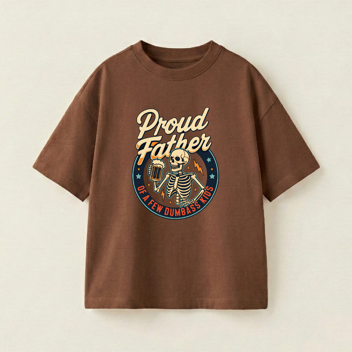 Proud Father Oversized Heavyweight Tee - Brown - XXL