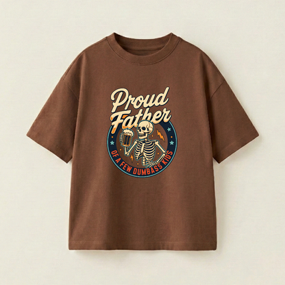 Proud Father Oversized Heavyweight Tee - Brown - M