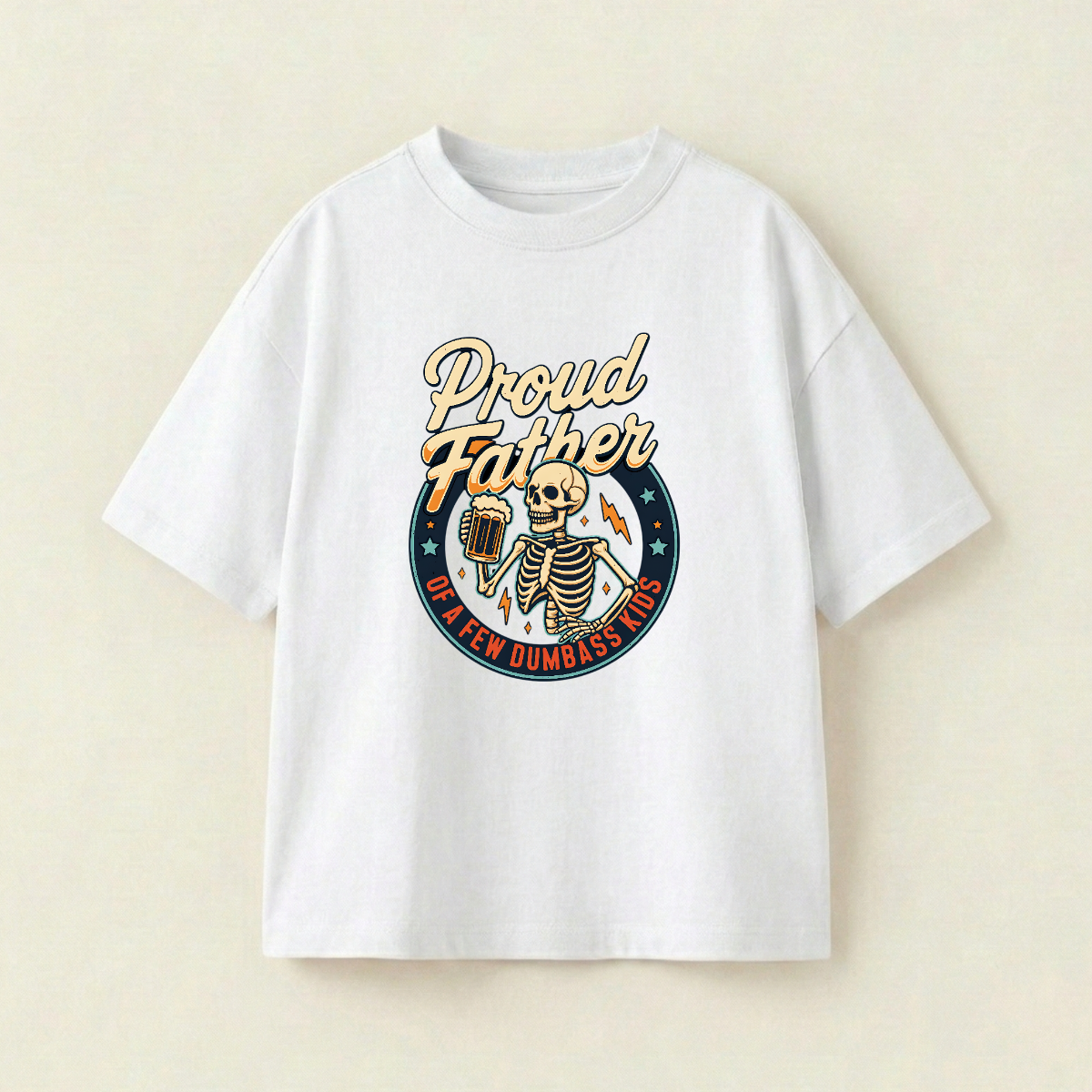 Proud Father Oversized Heavyweight Tee - White - XXL