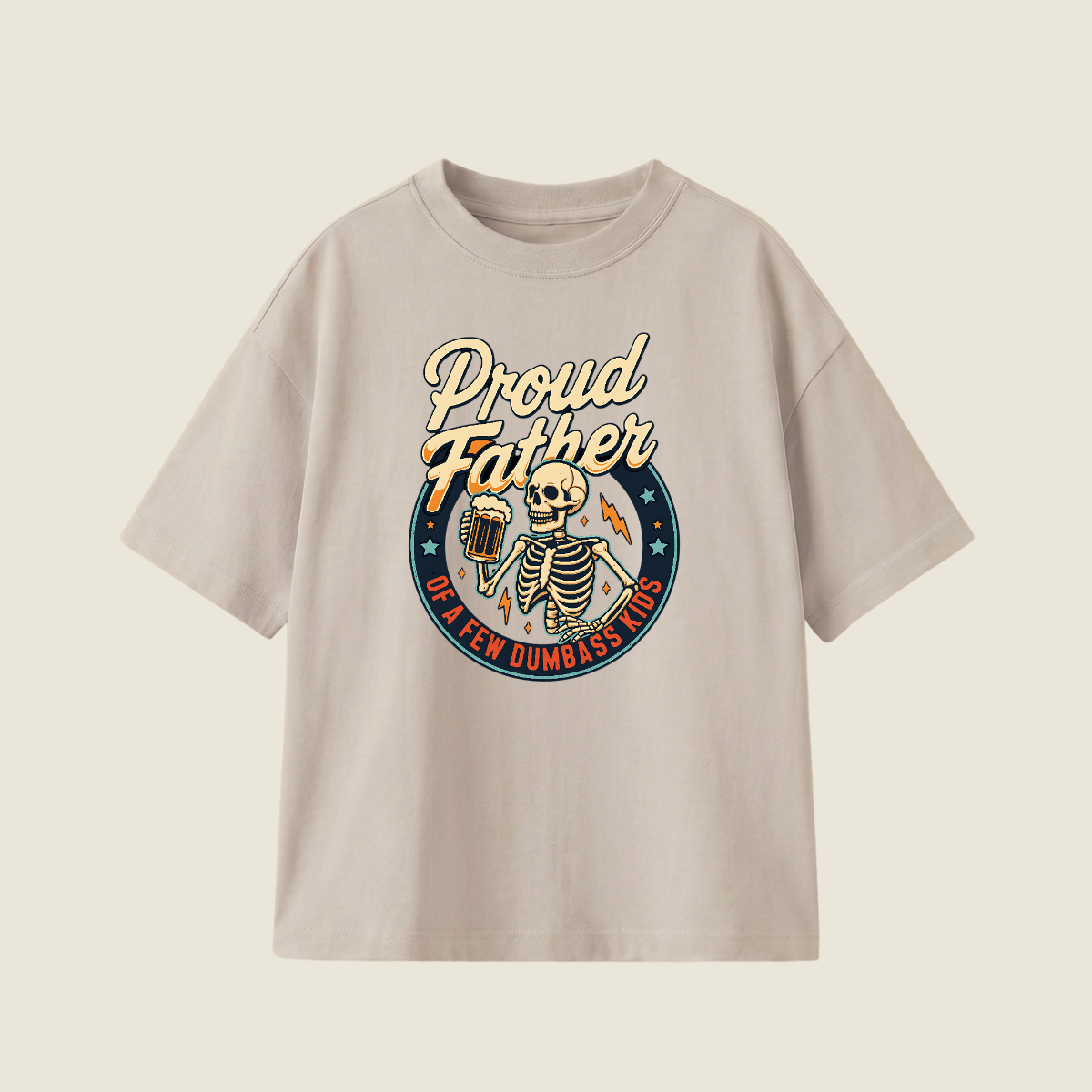Proud Father Oversized Heavyweight Tee - Smoke Grey - XL
