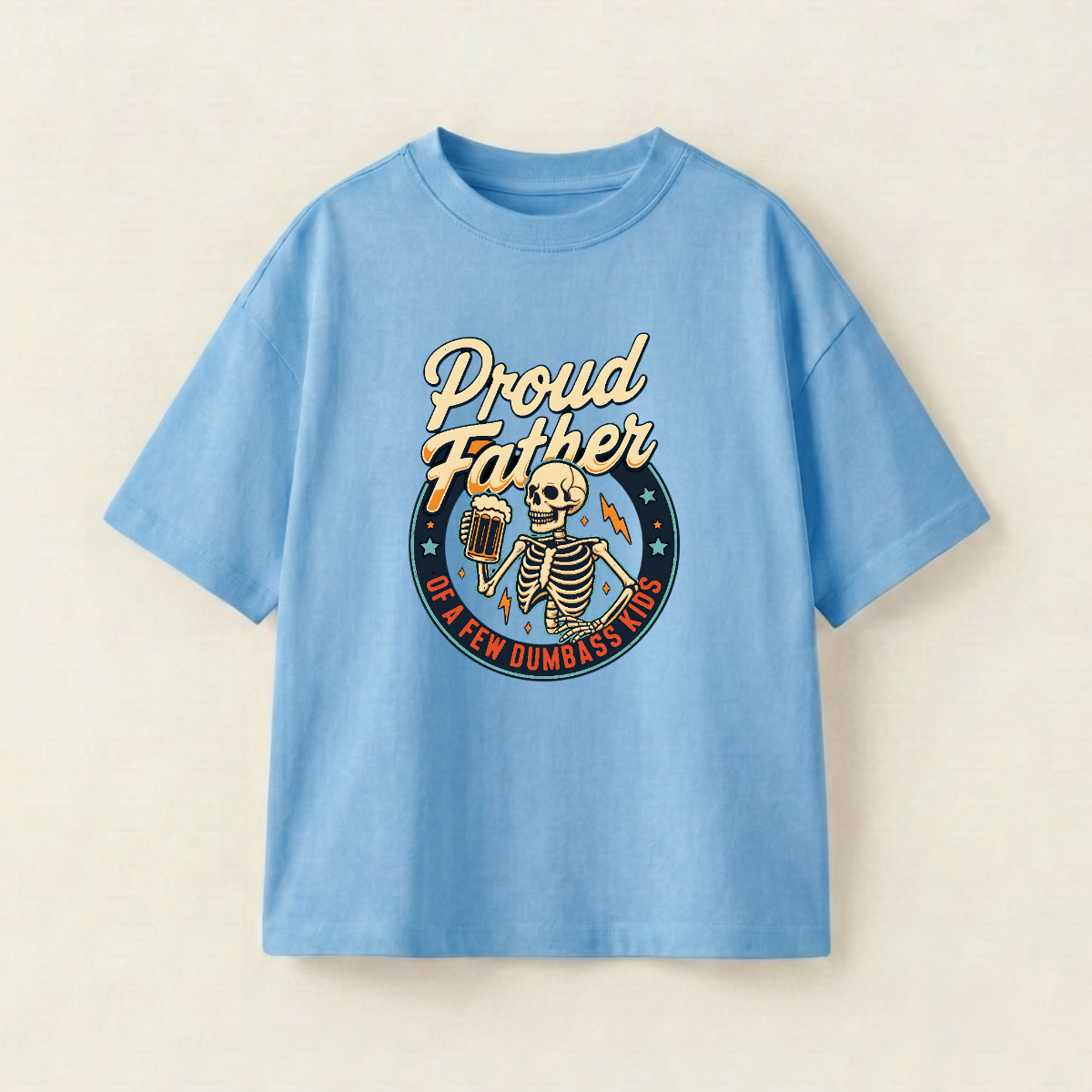 Proud Father Oversized Heavyweight Tee - Sky Blue - S