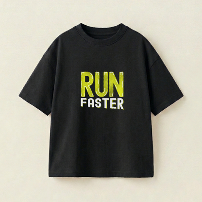 Run Faster Oversized Heavyweight Tee - Black - S