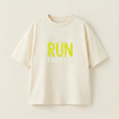 Run Faster Oversized Heavyweight Tee - Cream - M