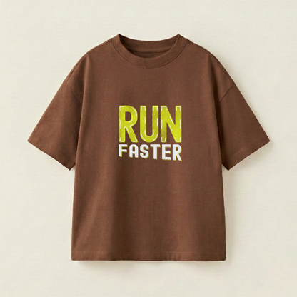 Run Faster Oversized Heavyweight Tee - Brown - XXL
