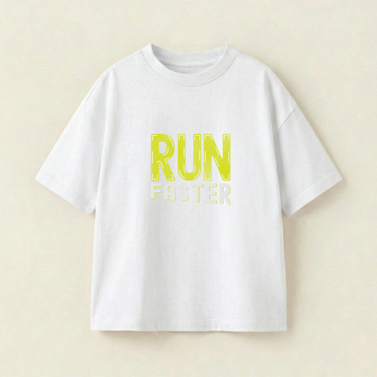 Run Faster Oversized Heavyweight Tee - Premium PET Print Mockup