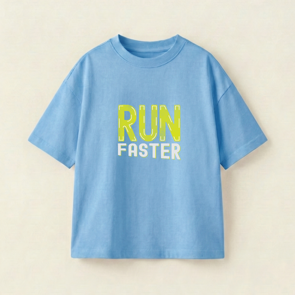 Run Faster Oversized Heavyweight Tee - Sky Blue - L