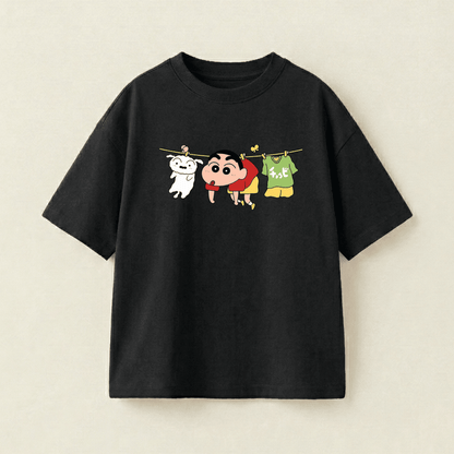 Shin And Dog Graphic Tee Oversized Heavyweight Tee - Black - XL