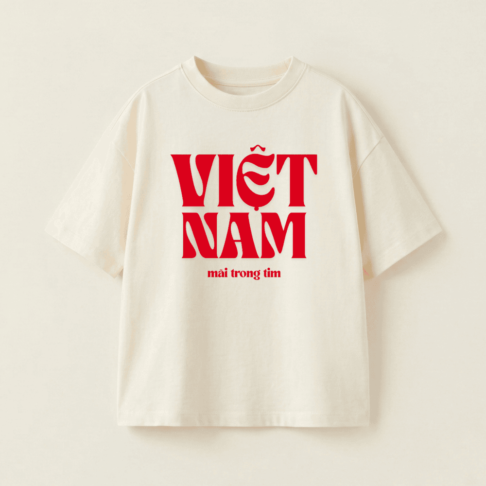 Vietnam Forever In Our Hearts Oversized Heavyweight Tee - Cream - S
