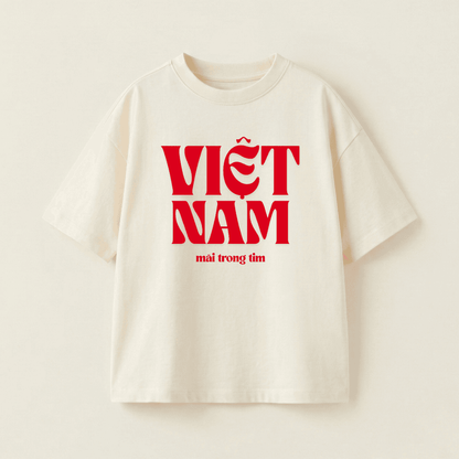 Vietnam Forever In Our Hearts Oversized Heavyweight Tee - Cream - S