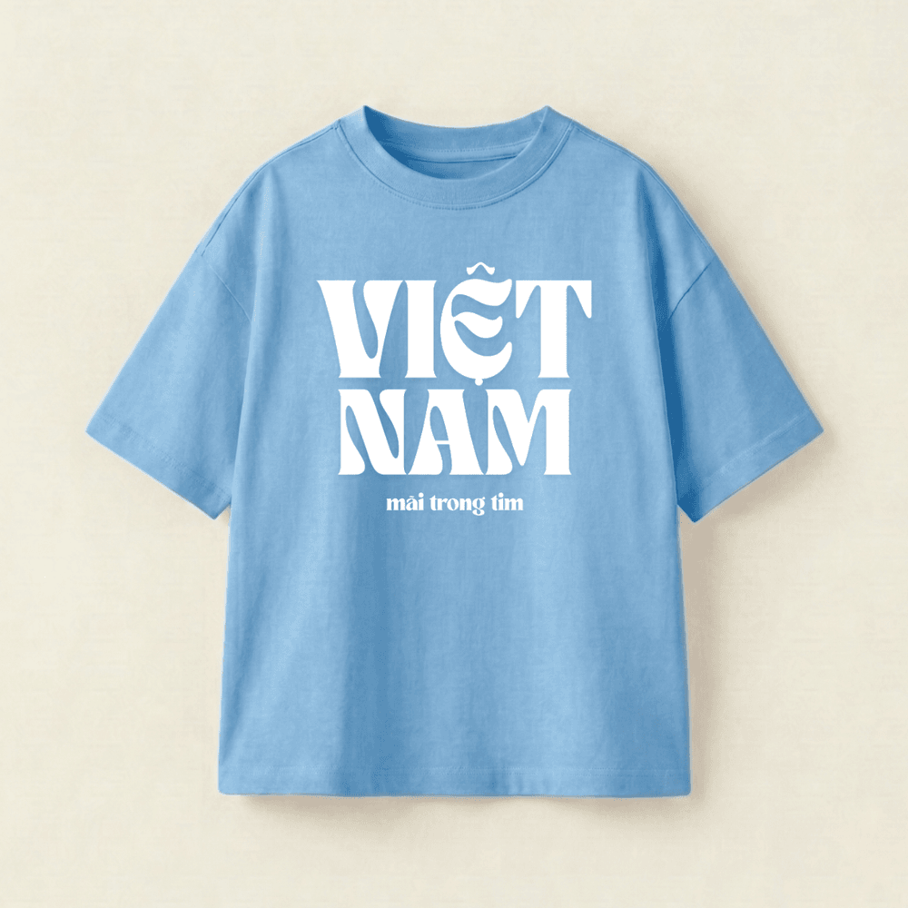 Vietnam Forever In My Heart Oversized Heavyweight Tee - Sky Blue - S